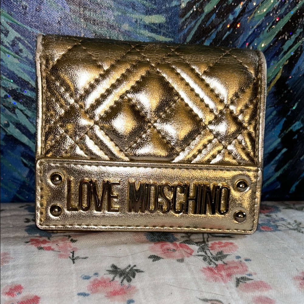Love Moschino Metallic Gold Bifold Wallet
